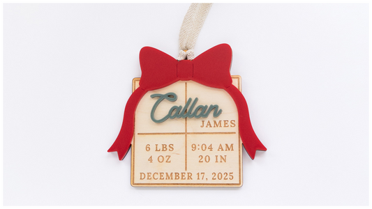 Birth Stats Present Ornament